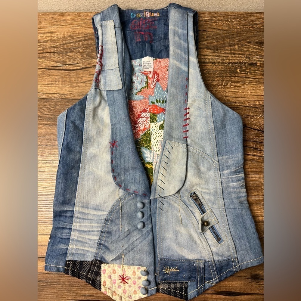 Desigual Denim Patchwork Vest